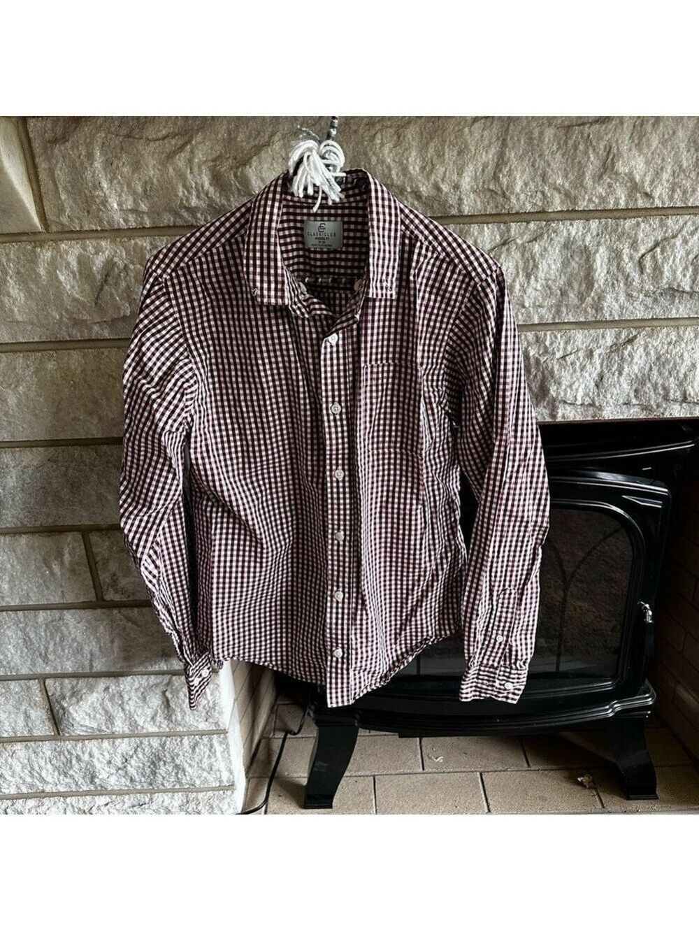 Class Club Boys Burgundy Checkered Button Down Shirt 18/20